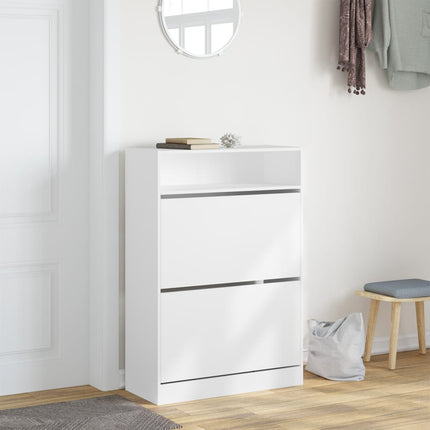 Skoskåp med 2 flip-lådor vit 80x34x116 cm