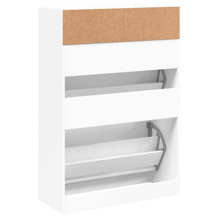 Skoskåp med 2 flip-lådor vit 80x34x116 cm
