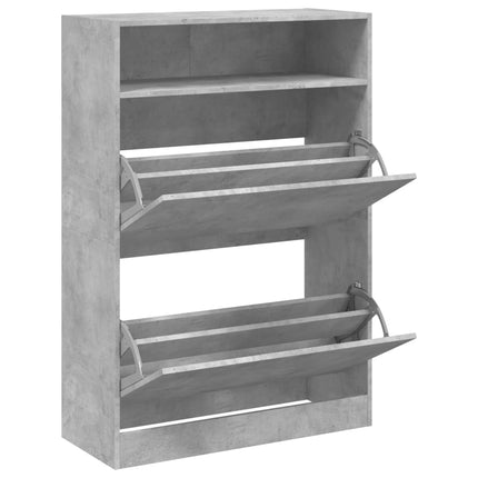 Skoskåp med 2 flip-lådor betonggrå 80x34x116 cm