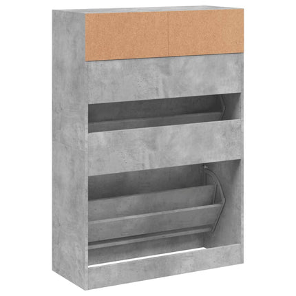 Skoskåp med 2 flip-lådor betonggrå 80x34x116 cm