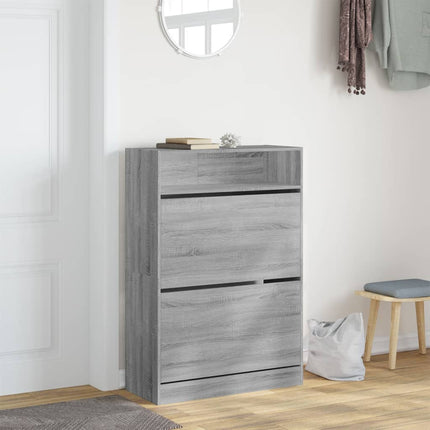 Skoskåp med 2 flip-lådor grå sonoma 80x34x116 cm