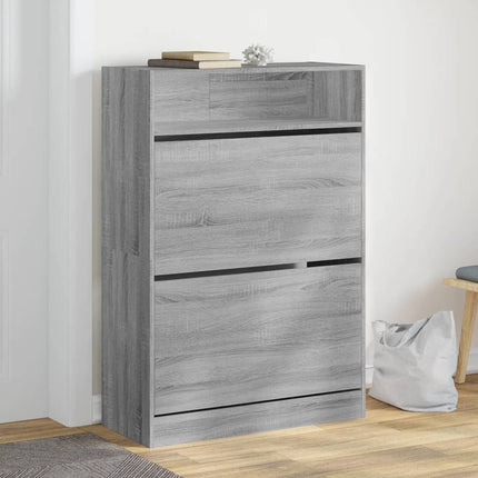 Skoskåp med 2 flip-lådor grå sonoma 80x34x116 cm