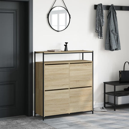Skoskåp med 4 flip-lådor sonoma-ek 100x34x112 cm