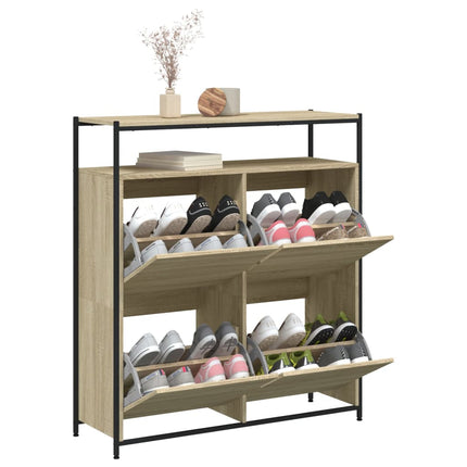 Skoskåp med 4 flip-lådor sonoma-ek 100x34x112 cm