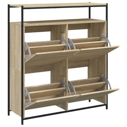 Skoskåp med 4 flip-lådor sonoma-ek 100x34x112 cm