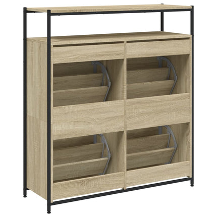 Skoskåp med 4 flip-lådor sonoma-ek 100x34x112 cm