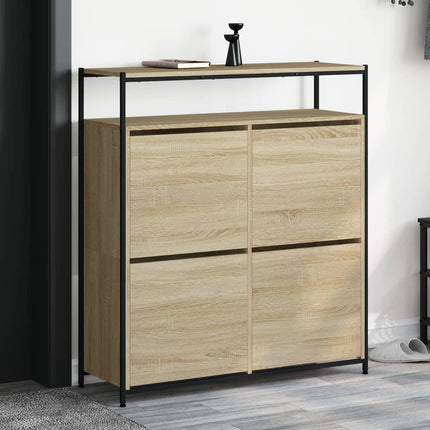 Skoskåp med 4 flip-lådor sonoma-ek 100x34x112 cm