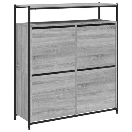 Skoskåp med 4 flip-lådor grå sonoma 100x34x112 cm