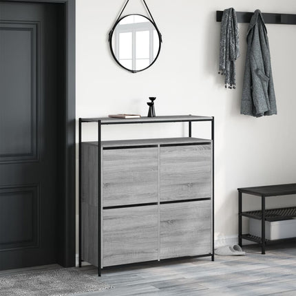 Skoskåp med 4 flip-lådor grå sonoma 100x34x112 cm
