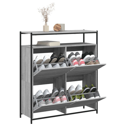 Skoskåp med 4 flip-lådor grå sonoma 100x34x112 cm