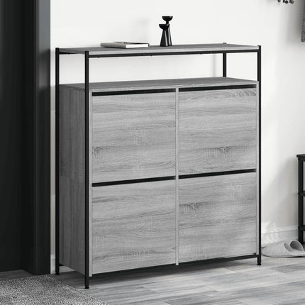 Skoskåp med 4 flip-lådor grå sonoma 100x34x112 cm