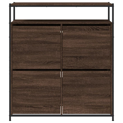 Skoskåp med 4 flip-lådor brun ek 100x34x112 cm