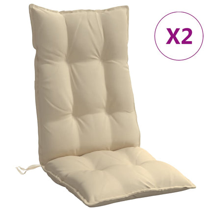 Stolsdynor för stolar med hög rygg 2 st beige oxfordtyg