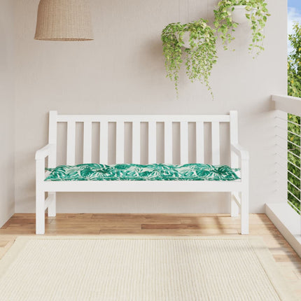 Bänkdyna för trädgården bladmönster 150x50x7 cm oxfordtyg