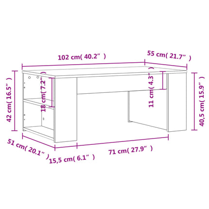 Soffbord svart 102x55x42 cm konstruerat trä