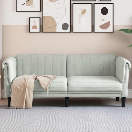 Soffa 2-sits ljusgrå sammet