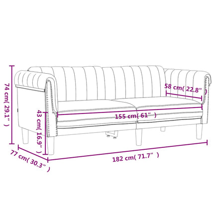 Soffa 2-sits blå sammet