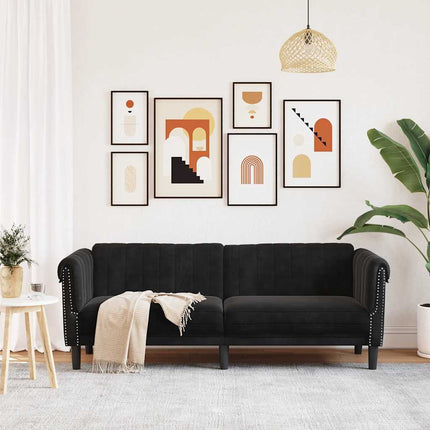 Soffa 3-sits svart sammet