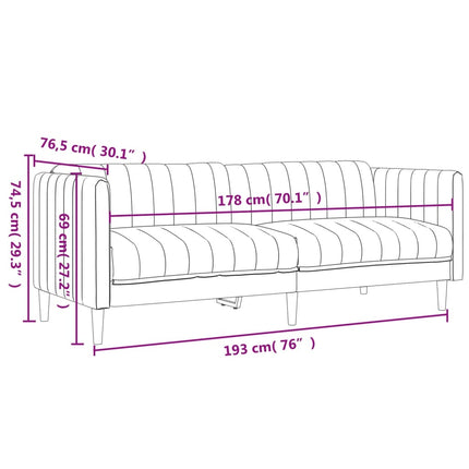Soffa 3-sits mörkbrun tyg
