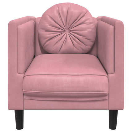 Fåtölj med dyna rosa sammet