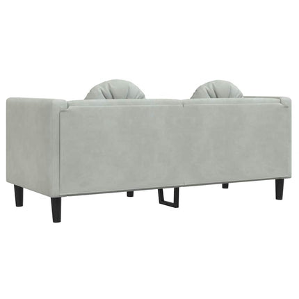 Soffa med kuddar 2-sits ljusgrå sammet