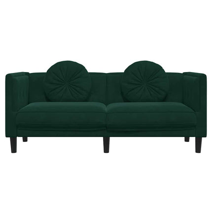 Soffa med kuddar 2-sits mörkgrön sammet