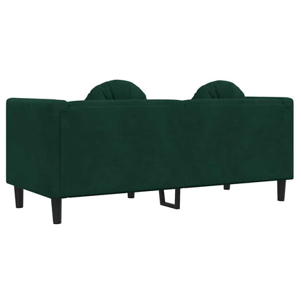 Soffa med kuddar 2-sits mörkgrön sammet