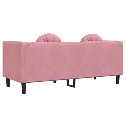 Soffa med kuddar 2-sits rosa sammet