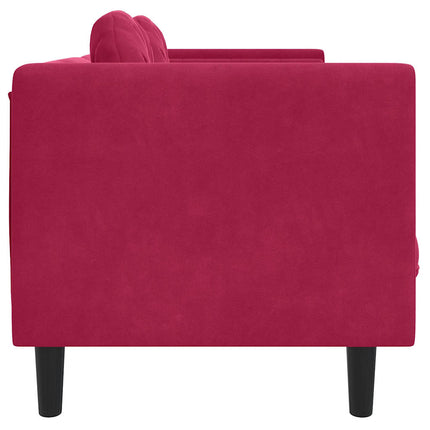 Soffa med kuddar 2-sits vinröd sammet