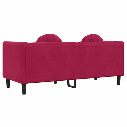 Soffa med kuddar 2-sits vinröd sammet