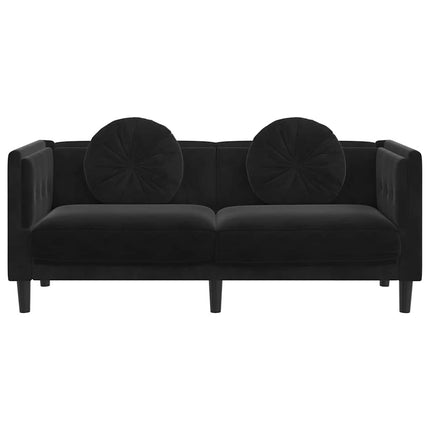Soffa med kuddar 2-sits svart sammet