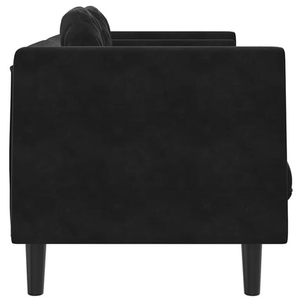 Soffa med kuddar 2-sits svart sammet