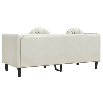Soffa med kuddar 2-sits gräddvit sammet