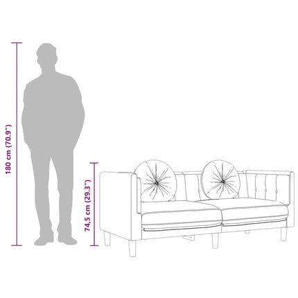 Soffa med kuddar 2-sits gräddvit sammet
