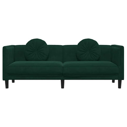 Soffa med kuddar 3-sits mörkgrön sammet
