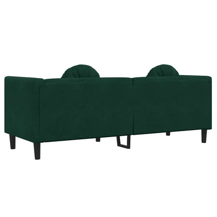 Soffa med kuddar 3-sits mörkgrön sammet