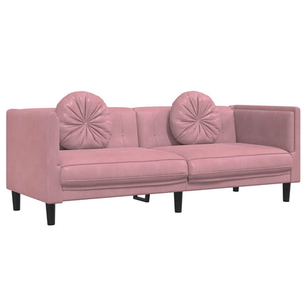 Soffa med kuddar 3-sits rosa sammet