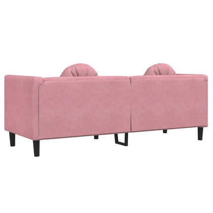 Soffa med kuddar 3-sits rosa sammet