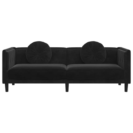 Soffa med kuddar 3-sits svart sammet