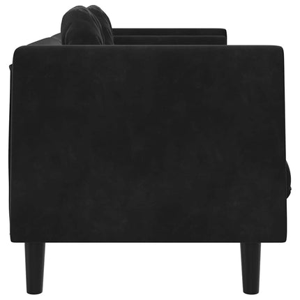 Soffa med kuddar 3-sits svart sammet