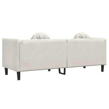Soffa med kuddar 3-sits gräddvit sammet