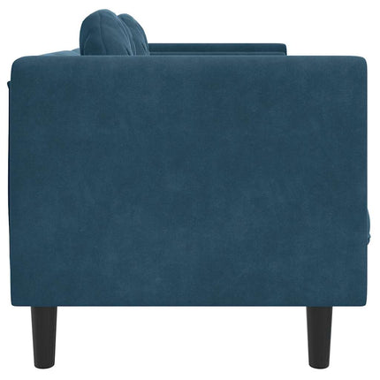 Soffa med kuddar 3-sits blå sammet