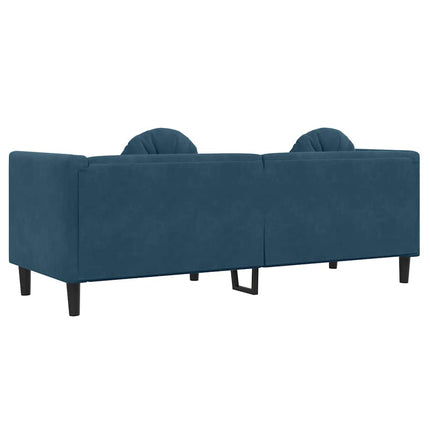 Soffa med kuddar 3-sits blå sammet