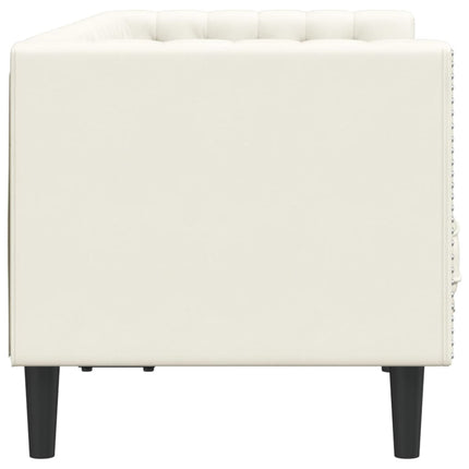 Chesterfieldsoffa Med Bolsterkuddar 2-Sits Gräddvit Sammet