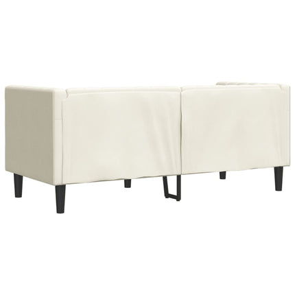 Chesterfieldsoffa Med Bolsterkuddar 2-Sits Gräddvit Sammet