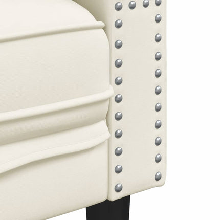 Chesterfieldsoffa Med Bolsterkuddar 2-Sits Gräddvit Sammet