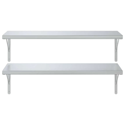 Vägghyllor 2 st 100x40 cm silver rostfritt stål