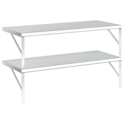 Vägghyllor 2 st 100x40 cm silver rostfritt stål