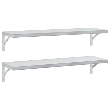 Vägghyllor 2 st 100x30 cm silver rostfritt stål