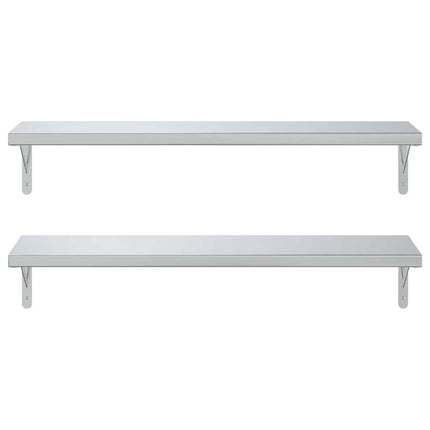 Vägghyllor 2 st 100x30 cm silver rostfritt stål